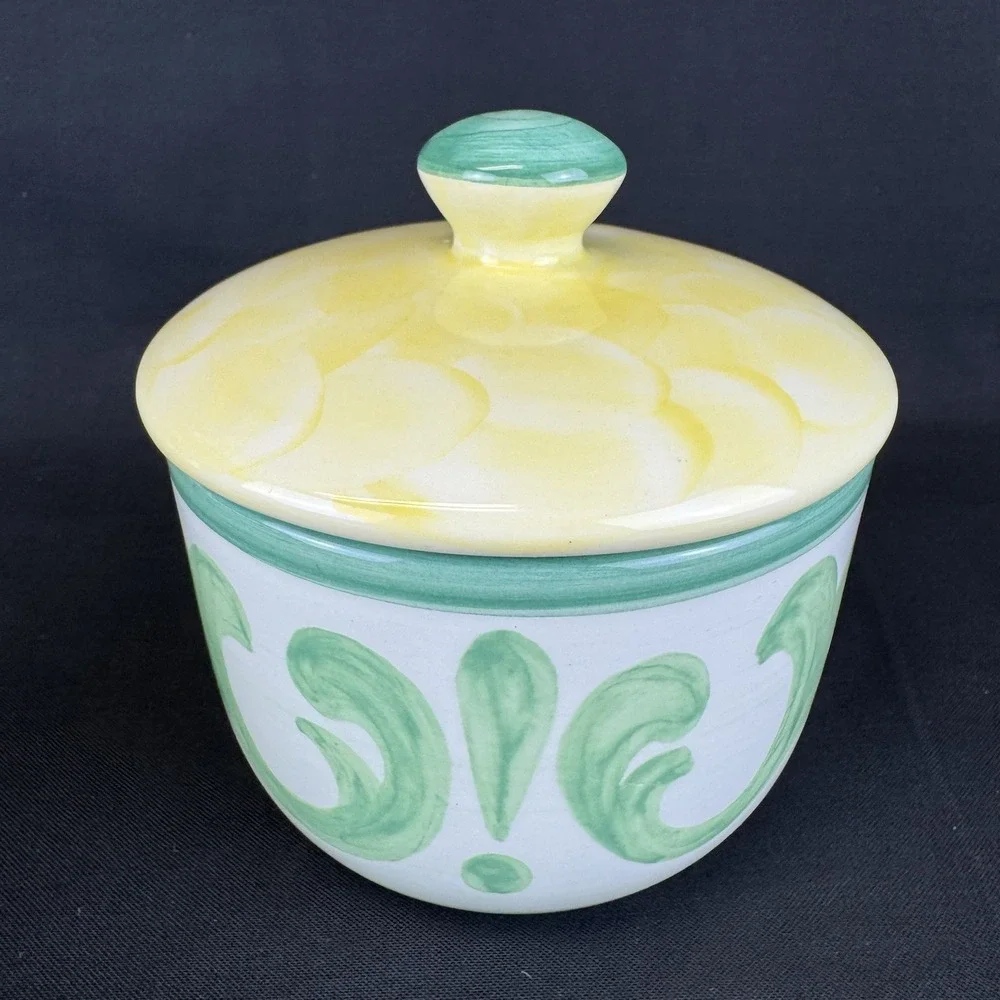 Villeroy & Boch Switch Summerhouse Creamer & Sugar Bowl Set Yellow Plaid/ Green